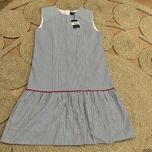 Oscar de la Renta girls navy striped dress nautical 14Y
